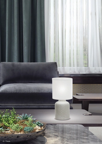 Šedá keramická stolní lampa Iner s moderním stínidlem, noční lampička do ložnice 32 cm