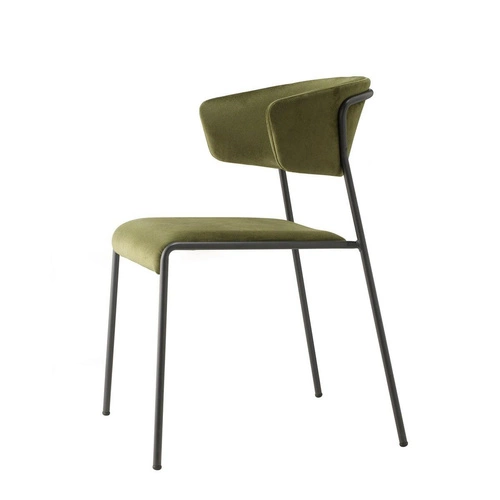 Zelené čalouněné křeslo Lisa ve stylu loft s kovovými nohami do obýváku a jídelny