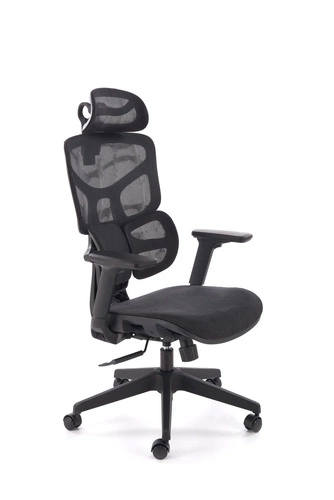 Ergonomická kancelářská židle Marac černá otočná s opěrkou hlavy a síťovaným opěradlem Intesi