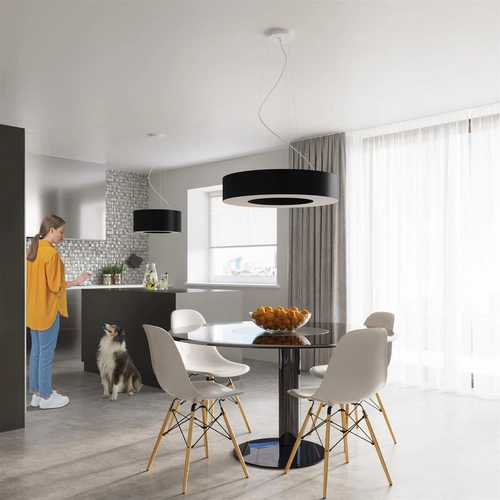 Lustr SATURNO 90 černý moderní nastavitelný do obýváku, kuchyně nebo nad stůl