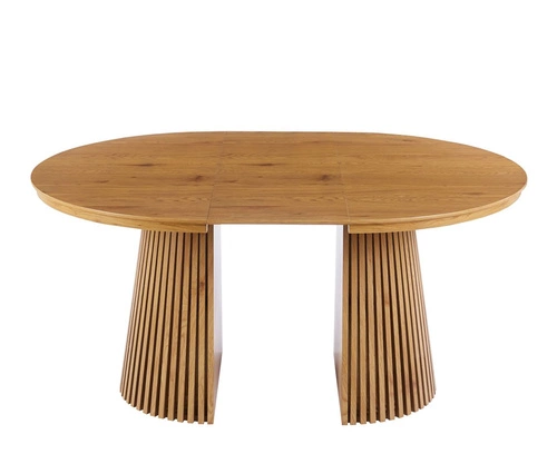 Rozkládací kulatý jídelní stůl Kyoto 120–200 cm přírodní dub moderní