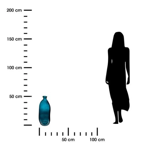 Skleněná váza Dame J 51 cm modrá moderní na květiny do obýváku Atmosphera