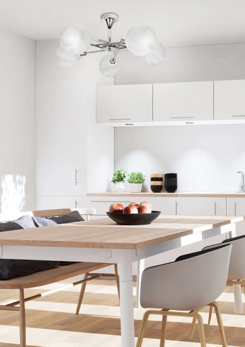 Moderní závěsné svítidlo Raul 5 světel skleněné chromované do obývacího pokoje a ložnice