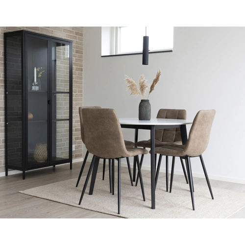 Čalouněná jídelní židle Middelfart Intesi loftová hnědá s černými nohami