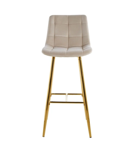 Barová židle Poly High béžový samet s opěrkou na zlatých nohách do kuchyně a jídelny Intesi