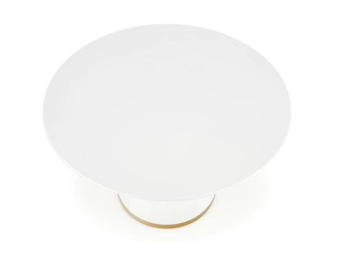 Jídelní kulatý stůl Marlen bílý zlatý 120 cm moderní glamour na jedné noze Intesi