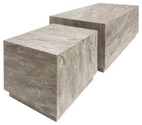 Sada 2 moderních konferenčních stolků Dice šedý mramor obdélníkové do obýváku 2v1