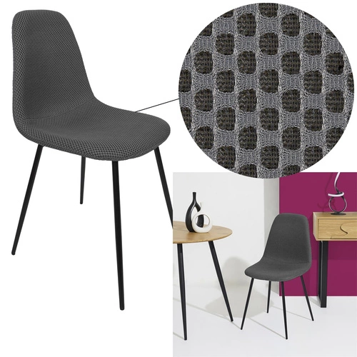 Čalouněná jídelní židle Pori šedá, moderní na černých kovových nohách do jídelny a kuchyně Intesi