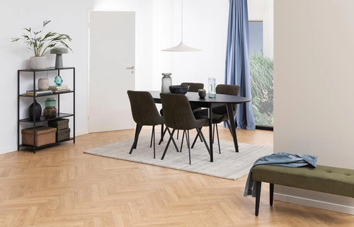 Čalouněná jídelní židle Waylor Actona antracitově šedá, moderní s černými nohami