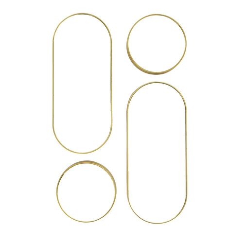 Sada 4 kulatých a oválných zrcadel Deco round zlaté zrcadlo do obýváku a předsíně