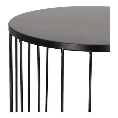 Kulatý černý kovový konferenční stolek Kobu s policemi moderní do obýváku Atmosphera