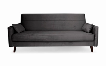 Rozkládací pohovka s funkcí spaní Izoria 3místná šedá do obýváku vintage s úložným prostorem