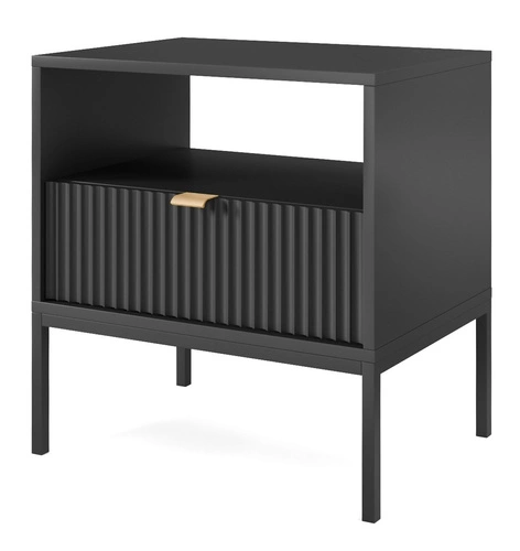 Noční stolek Delicious drážkovaný černý