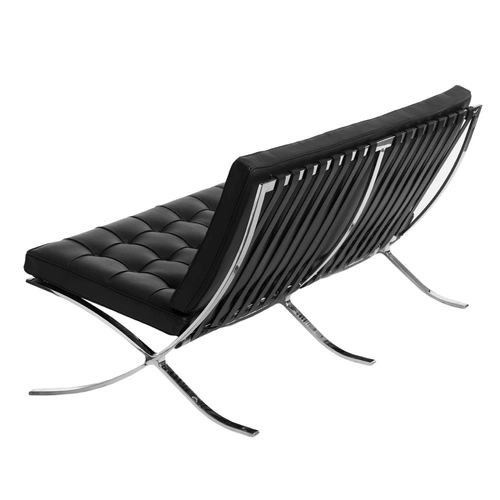 Kožená nerozkládací pohovka BA2 dvoumístná do obýváku moderní černá inspirovaná Barcelona