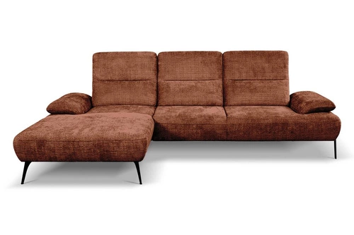 Moderní rohová sedací souprava Rasmus levá terakota s nastavitelným opěradlem do obývacího pokoje Intesi