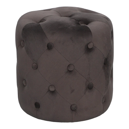 Sametový kulatý taburet Adriana šedý pro glamour obývací pokoj 38 cm Atmosphera