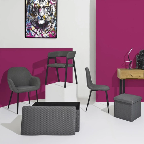 Skládací taburet s úložným prostorem Vels Atom šedý moderní do předsíně a studentského pokoje 38x38 cm