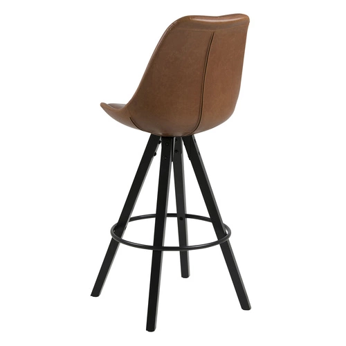 Barová židle Dima Brandy s opěrkou do kuchyně a k ostrůvku, čalouněná ekokůží na dřevěných nohou