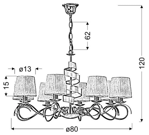 Závěsné svítidlo Denis glamour zlaté s textilními stínidly do obýváku a ložnice, výškově nastavitelné 80 cm