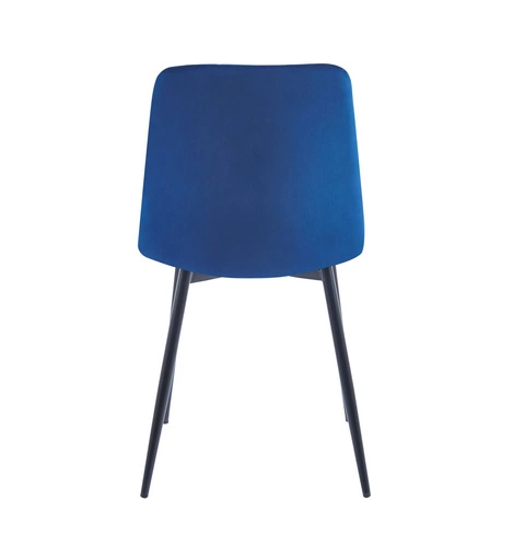 Jídelní židle Caro Velvet modrá čalouněná moderní sametová na černých nohách