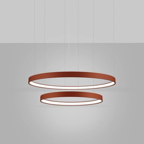 LED lustr RIO 2 moderní červený do obýváku a jídelny nastavitelný 78 cm