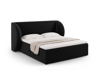 Čalouněná postel Miley černý samet 140x200 s úložným prostorem do ložnice glamour