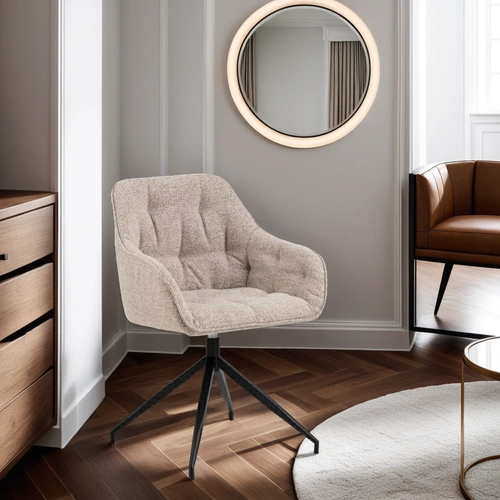 Otočná jídelní židle Brooke čalouněná s područkami, béžová, moderní Actona