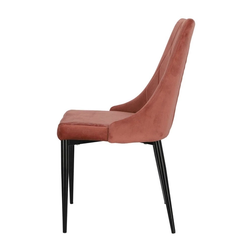 Růžová sametová jídelní židle Magnat v glamour stylu na černých kovových nohách Intesi