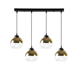 Moderní závěsné svítidlo Contessa zlaté 4-bodové do obýváku a jídelny s nastavitelnou výškou