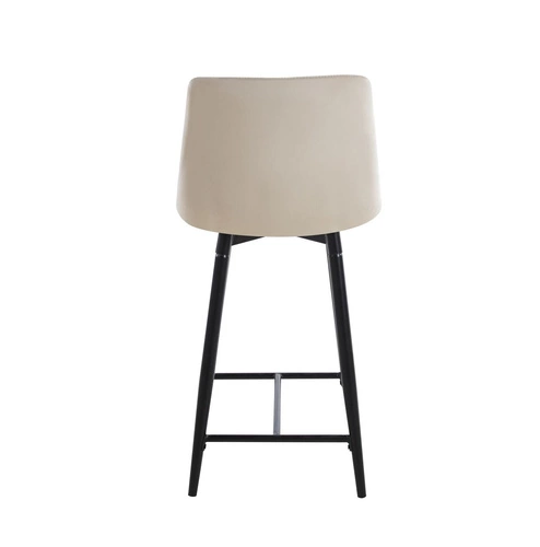 Barová židle Poly Low sametová béžová s opěrkou moderní do kuchyně a k ostrůvku 61 cm