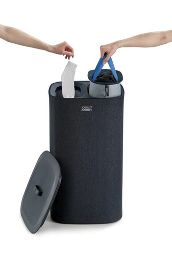 Joseph Joseph Tota moderní dvoukomorový koš na prádlo 60 l s víkem do koupelny černý