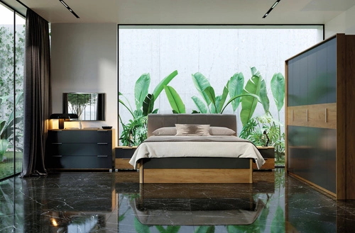 Šatní skříň Matle 3dveřová se zrcadlem, skandinávský šedý dub do ložnice nebo šatny