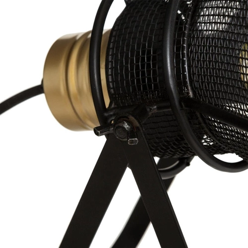 Noční lampička do ložnice Rodo černá kovová industriální s látkovým stínidlem Atmosphera 31 cm