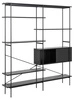 Kovový regál Angus černý industriální do obýváku se skříňkou a policemi 172 cm Actona