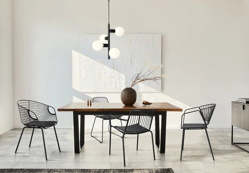 Jídelní židle Sligo Intesi černá kovová s područkami, vzdušná, industriální