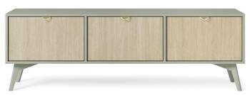 Dřevěný TV stolek Sage 160 cm do obýváku boho glamour s čelní deskou v rybí kostře Intesi