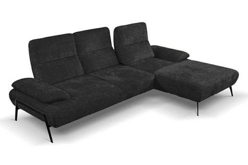 Rohová sedací souprava Rasmus moderní antracitová pravá s nastavitelným opěradlem do obýváku