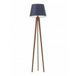 Stojací lampa do obýváku Curacao moderní dřevěná s tmavě modrým stínidlem 158 cm