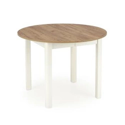 Rozkládací kulatý stůl Nigo Intesi dub přírodní a bílý do jídelny nebo kuchyně 102–142 cm
