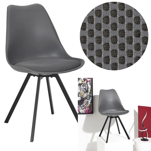 Čalouněná židle Atom Intesi šedá do jídelny a obýváku moderní s kovovými nohami