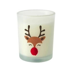 Vánoční vonná svíčka bílá s dekoračním sobem Intesi ve skle