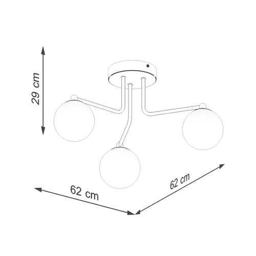 Stropní lustr ASTRAL 3 bílá koule minimalistický do obýváku a ložnice 62 cm