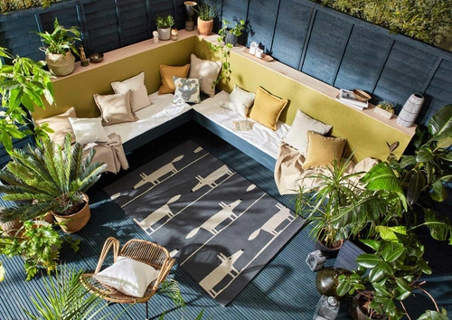 Venkovní koberec na terasu Mr Fox Charcoal 120x180 šedý snadno čistitelný moderní