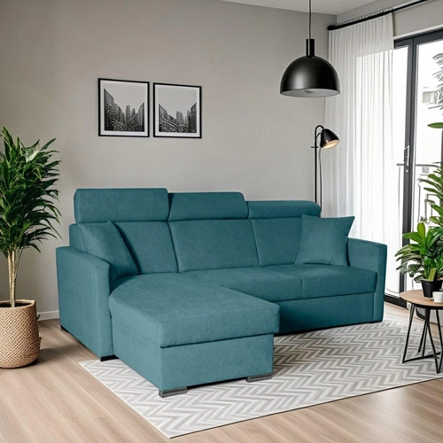 Rohová rozkládací pohovka Mils mořská moderní s úložným prostorem do obýváku Intesi