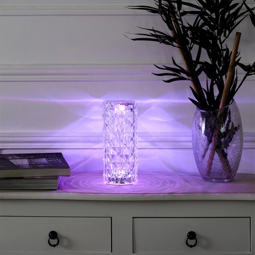 LED noční lampička Crystal Intesi glamour s dálkovým ovládáním 12 barev do ložnice a obýváku 21,5 cm