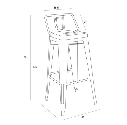 Barová židle Paris Back Short 67 cm kovová s opěrkou, personalizovaná, moderní do kuchyně D2.DESIGN