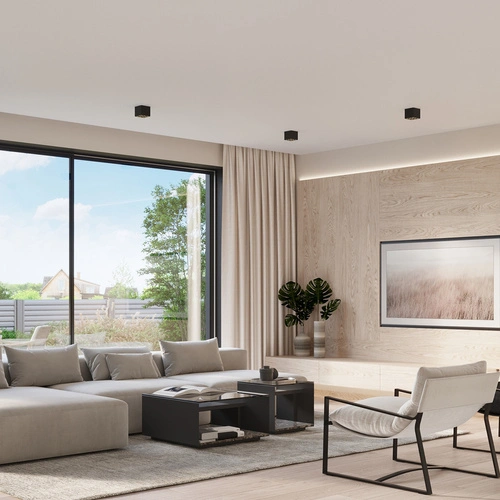 Stropní LED svítidlo OZZY černé minimalistické čtvercové do obýváku a kuchyně 9x16W