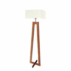 Stojací dřevěná lampa JAWA Lysne moderní s ecru stínidlem do obýváku 138 cm