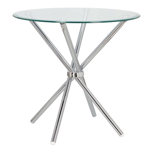 Kulatý skleněný stůl Ufo 80 cm transparentní moderní do jídelny a obýváku chrom Intesi