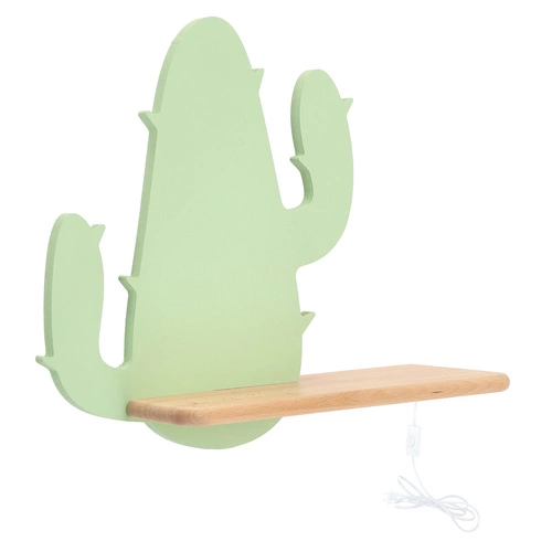 Nástěnné LED svítidlo Cactus 2 zelené klasické do dětského pokoje dřevěné dekorativní